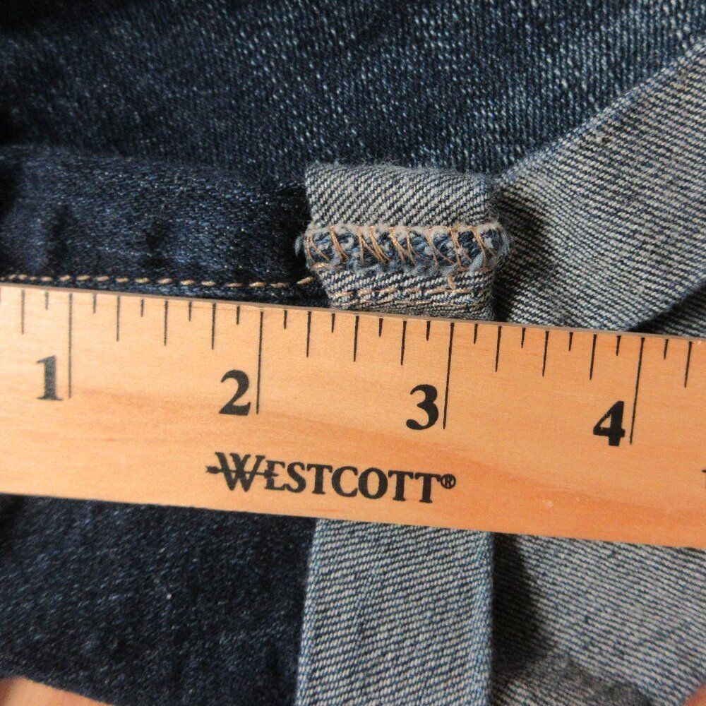 AEROPOSTALE Midi Cuffed Distressed Jean Shorts Sz 4 Ripped Dark Blue Denim Jorts - Picture 13 of 13